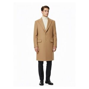 Joseph Homme Men's Wool Dress Coat in Camel Sz - Large